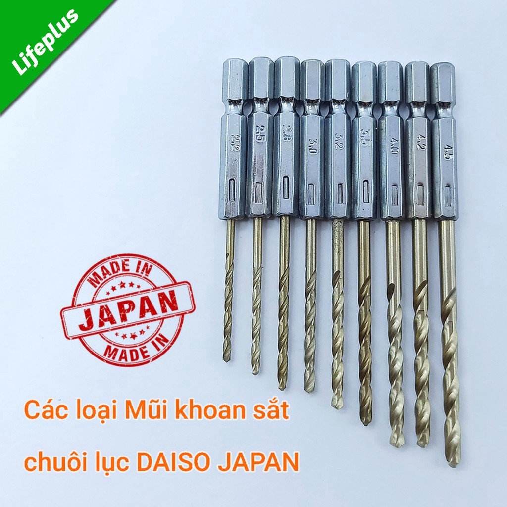 Mũi khoan sắt chuôi lục DAISO JAPAN bằng thép gió M2 mạ kẽm