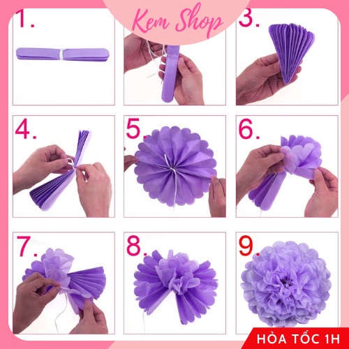 Hoa giấy trang trí đủ màu sắc Kem Shop, quả cầu hoa giấy trang trí sinh nhật, đám cưới, lễ hội lễ tết - K298