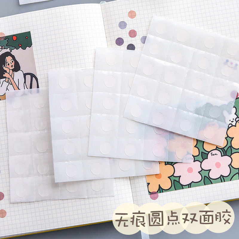 Băng Keo Dán Ghi Chú Hai Mặt Trong Suốt Họa Tiết Chấm Bi Sáng Tạo Trang Trí