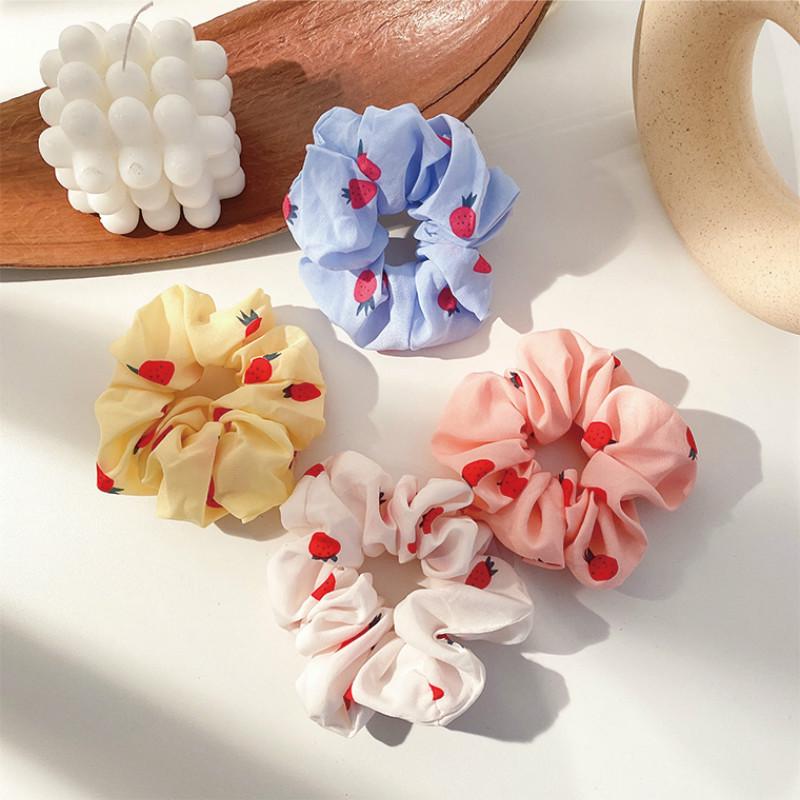 Dây cột tóc in hình quả dâu tây dễ thương cho nữ