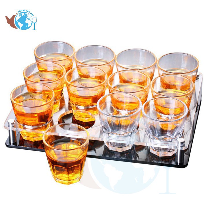 Bộ 6 cái ly thủy tinh 8 góc lùn uống trà đá