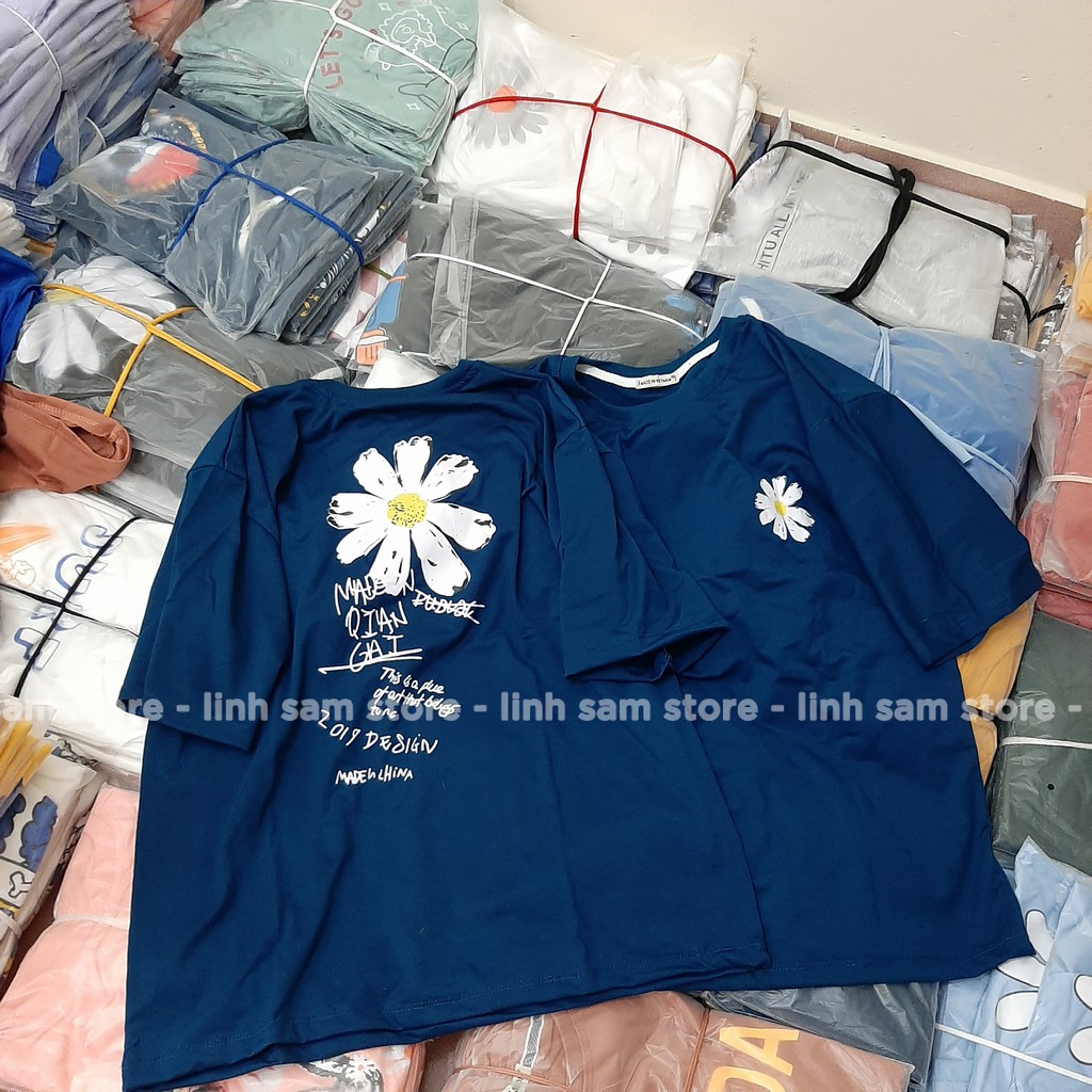 Áo thun tay lỡ nữ freesize phông form rộng Unisex, mặc lớp, nhóm, cặp in hình HOA CÚC CHỮ KÝ GD | BigBuy360 - bigbuy360.vn