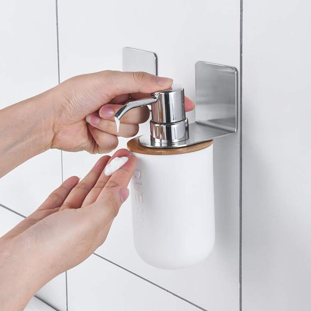 Bộ móc treo cổ chai nước rửa tay, dầu gội Inox SUS304 dán tường gạch men siêu chắc chắn