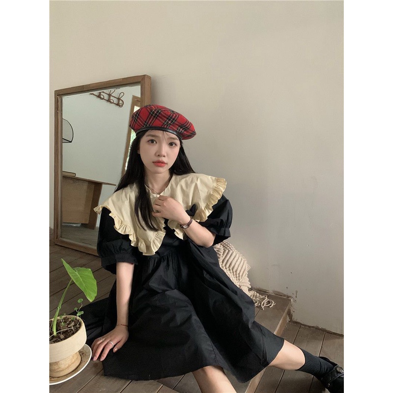 Váy babydoll Đầm Ngắn Dáng Chữ A Cổ Búp Bê Màu Sắc Ngọt Ngào Phong Cách Nhật Bản Dễ Phối Đồ Thời Trang Cho Nữ