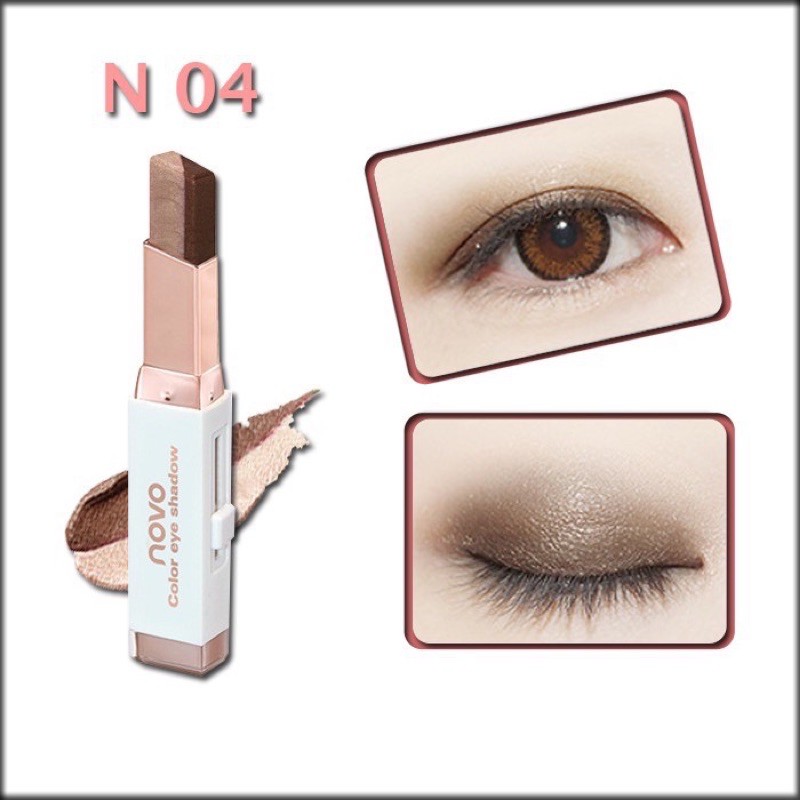 Bút sáp màu mắt NOVO Eyeshadow Double Color Grandient Stick (Phấn mắt NOVO dạng thỏi 2 màu có ánh nhũ)
