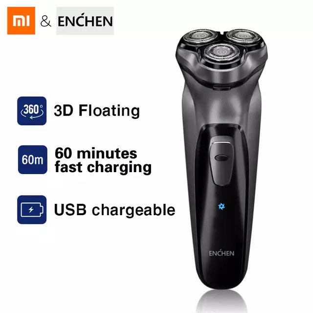 Máy cạo râu 3D Xiao mi Enchen BlackStone chạy bằng điện có thể sạc lại cổng cắm USB tiện dụng dành cho nam