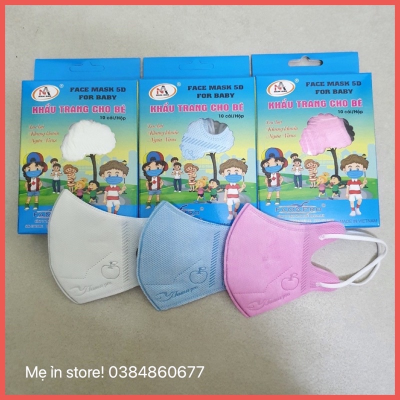 Khẩu trang 5D mask trẻ em, khẩu trang Famapro Nam Anh