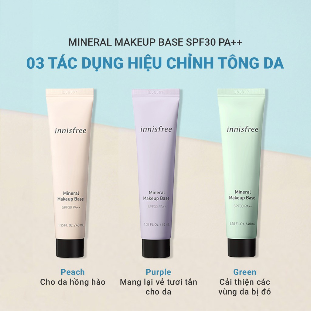 [Mã COSIF05 giảm 10% đơn 400K] Kem lót trang điểm innisfree Mineral Make Up Base SPF30 PA++ 40ml