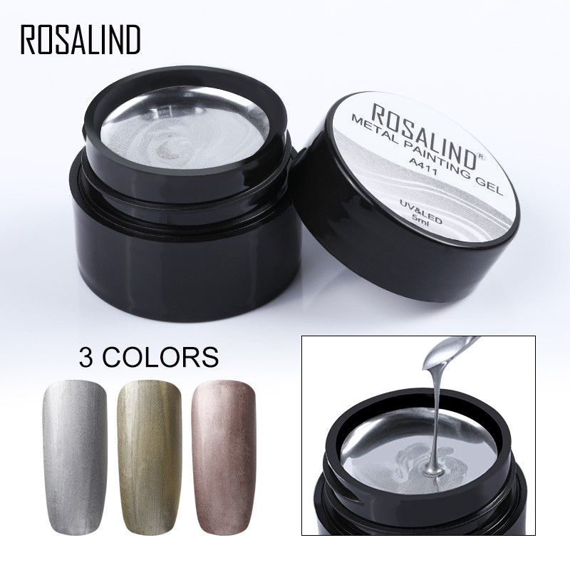 ❀ROSALIND❀ 5ml Gel kim loại sơn sáng cho các thiết kế nghệ thuật móng tay đèn LED / đèn UV