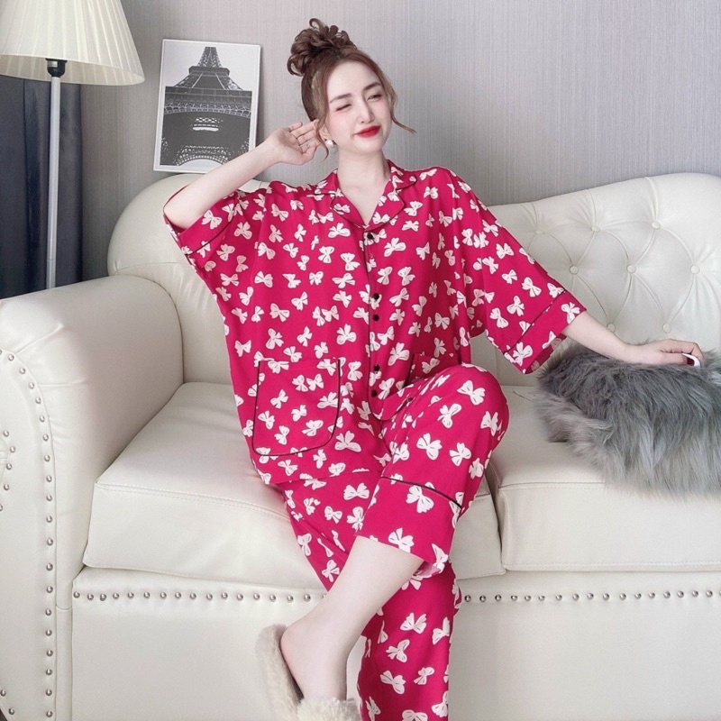 Đồ bộ nữ Lụa Nhật form rộng chất mát, Đồ mặc nhà pijama (Bigsize 50-110kg)