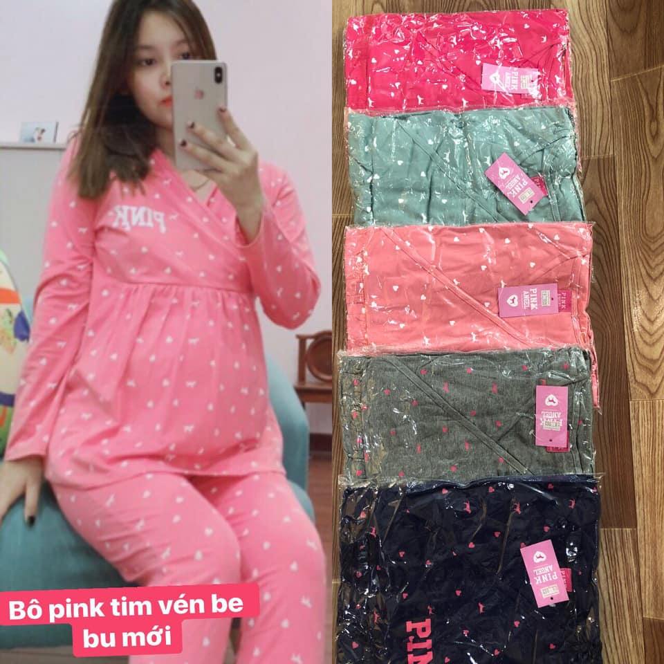 [SIZE 40-70KG] Đồ bộ cho mẹ bầu và sau sinh  dài tay cho bé ty tiện lợi thun cotton lạnh cao cấp thoáng mát không xù