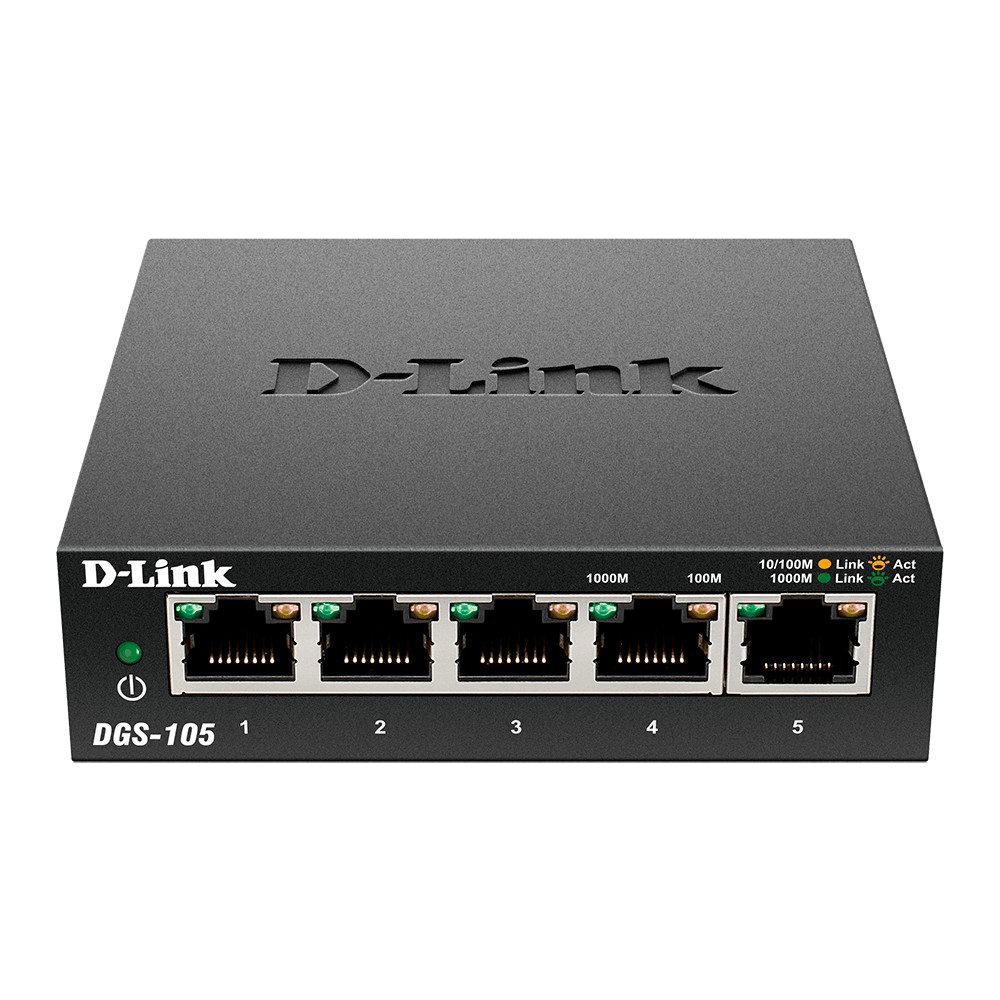 D-Link Gigabit Vỏ thép Bộ chia mạng Switch 5 cổng RJ45 Tăng tốc máy chủ - Thiết bị chuyển mạch D-LINK DGS-105/DGS-105GL