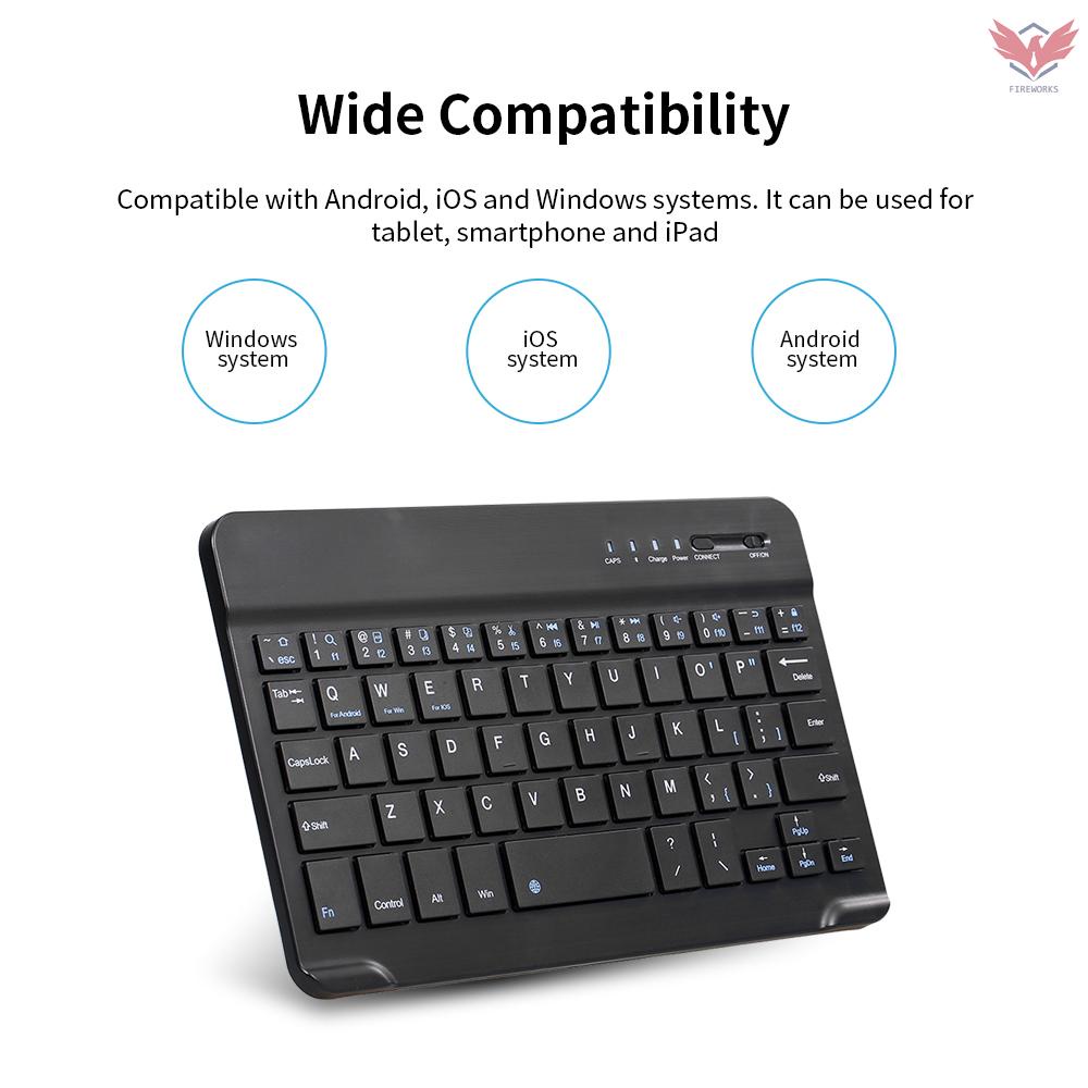 Bàn Phím Không Dây Fir 7-inch Bt 3.0 Mini Siêu Mỏng Hỗ Trợ Ios Windows Android Đen