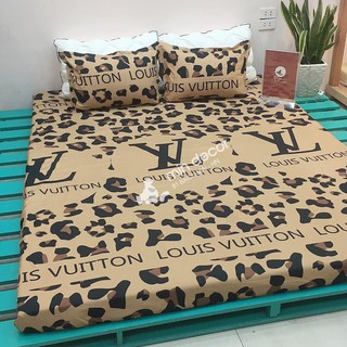 Ga Trải Giường - LV Da Báo 💝 FREESHIP 💝 Drap Giường Cotton 3D Mềm Mịn, Không Bai Xù, Chống Nhăn - Ảnh Tự Chụp 100%