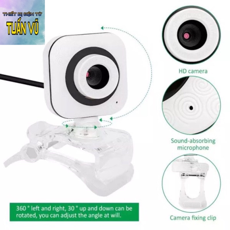Webcam Chân Kẹp Vuông