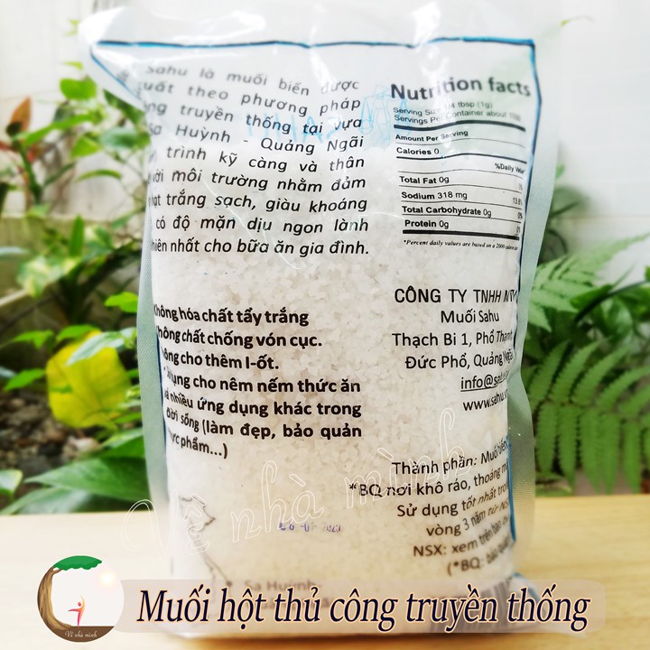 MUỐI HỘT NẤU ĂN SAHU 1KG (Muối biển Sa Huỳnh - Quảng Ngãi) sản xuất theo phương pháp truyền thống tự nhiên