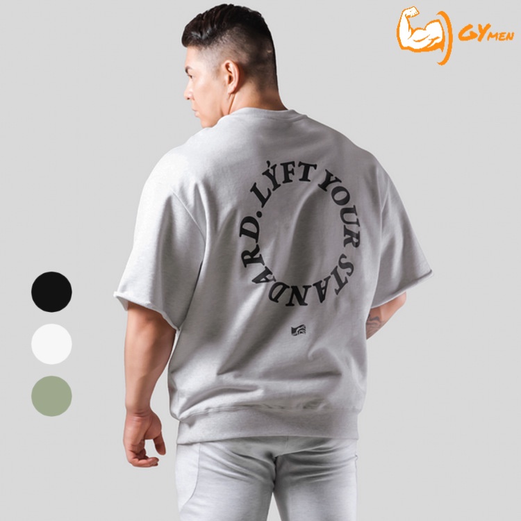 [GYMen]  Thể thao nam ngắn tay, cotton nguyên chất, thấm mồ hôi, nhanh khô, rộng rãi, áo thun cỡ lớn, thời trang giản dị, phong cách Âu Mỹ, chạy bộ, áo thể dục, áo lót, cơ bắp