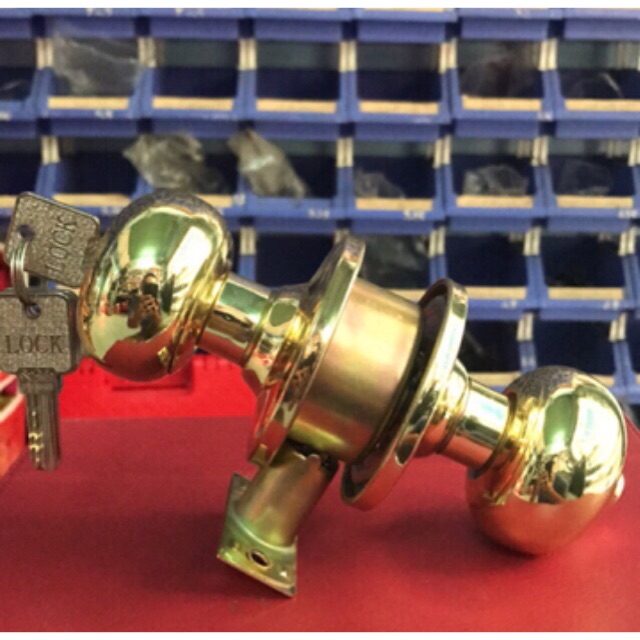 Ổ khoá tay nắm tròn LOCK vàng kim cao cấp cò ngắn dùng cho cửa gỗ