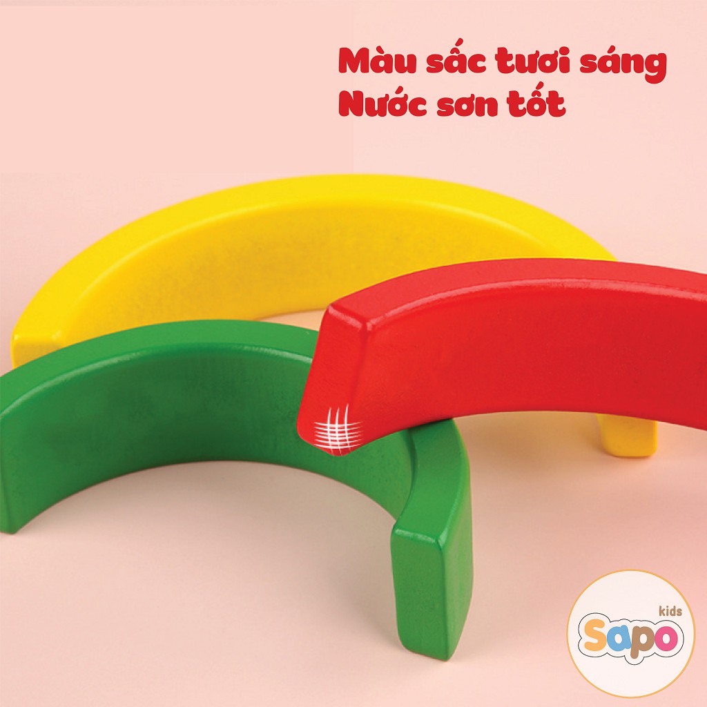 Bộ xếp hình cầu vồng bằng gỗ vui nhộn cho trẻ đồ chơi trẻ em SAPO KIDS