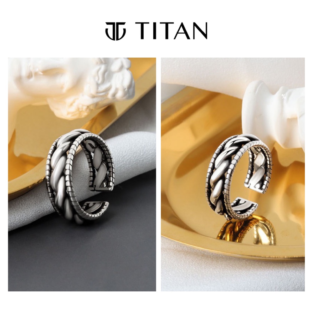 Nhẫn nam nữ họa tiết xoắn ốc, nhẫn thời trang unisex freesize cá tính không gỉ ring titan màu bạc 925 TITAN Shop