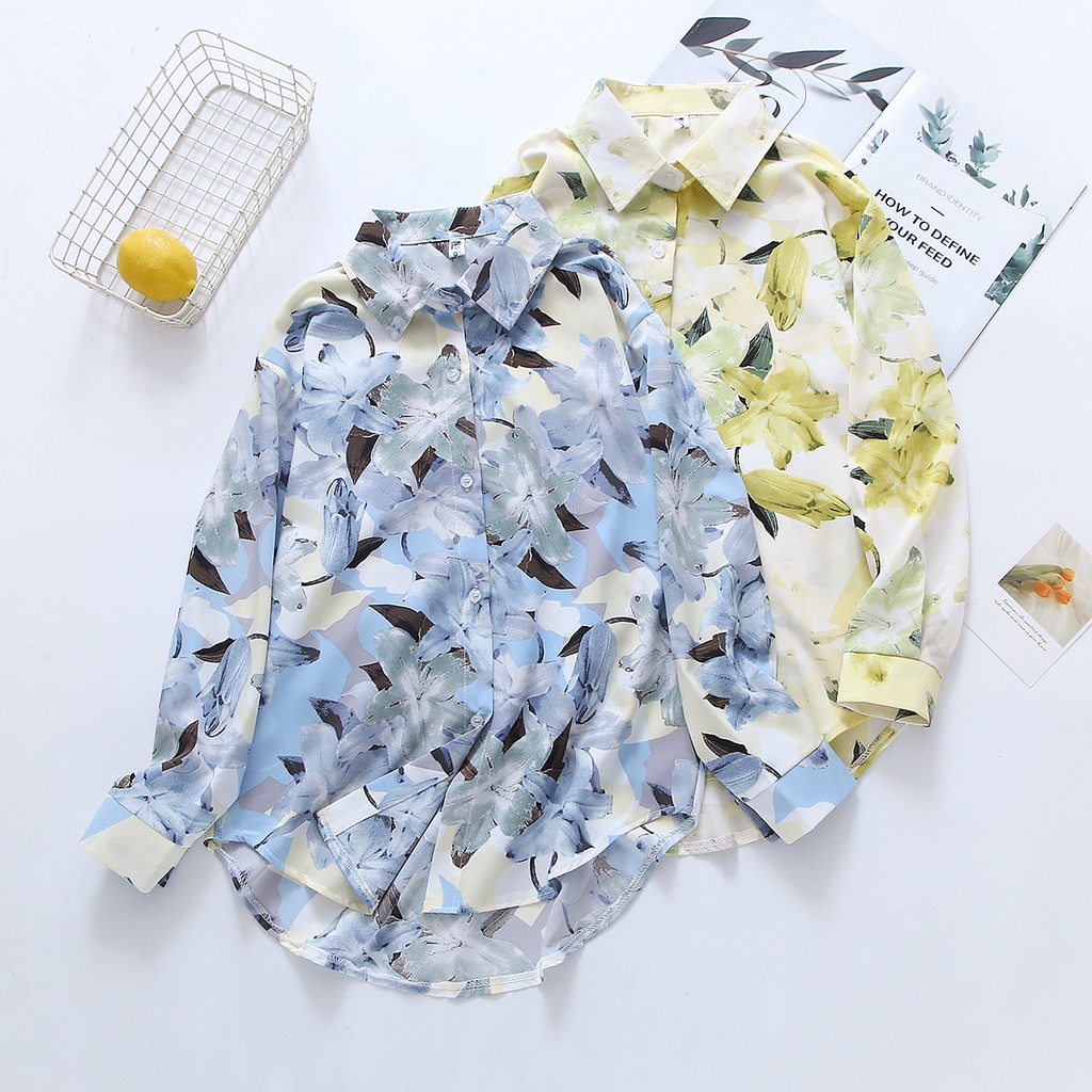 Áo Sơ Mi chiffon Tay Dài In Họa Tiết Thời Trang Mùa Thu Mới Cho Nữ