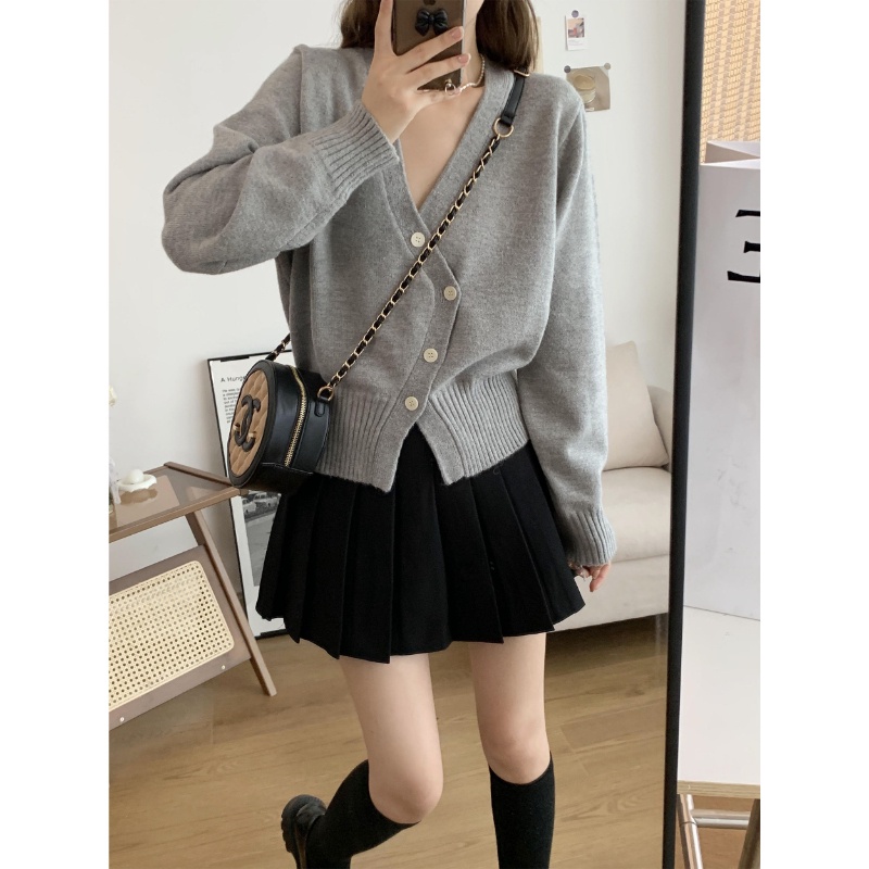 Áo Khoác Cardigan Dệt Kim Tay Dài Cổ Chữ V Thời Trang Xuân Thu