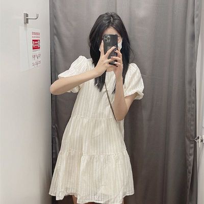 NUZIRO  Đầm  tay phồng ngắn thiết kế đơn giản thời trang phương Tây dành cho nữ