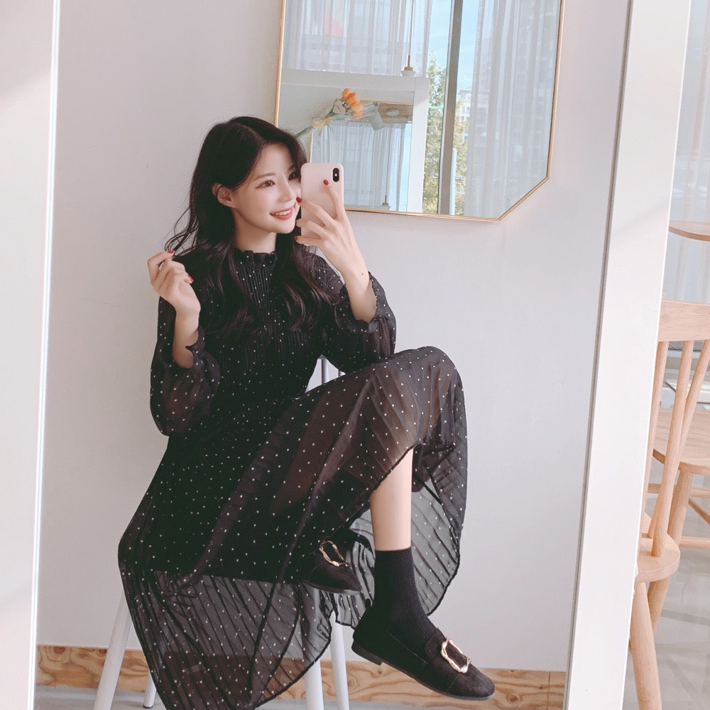 Đầm hoa nhí nữ Emilyshop dáng xòe tay dài