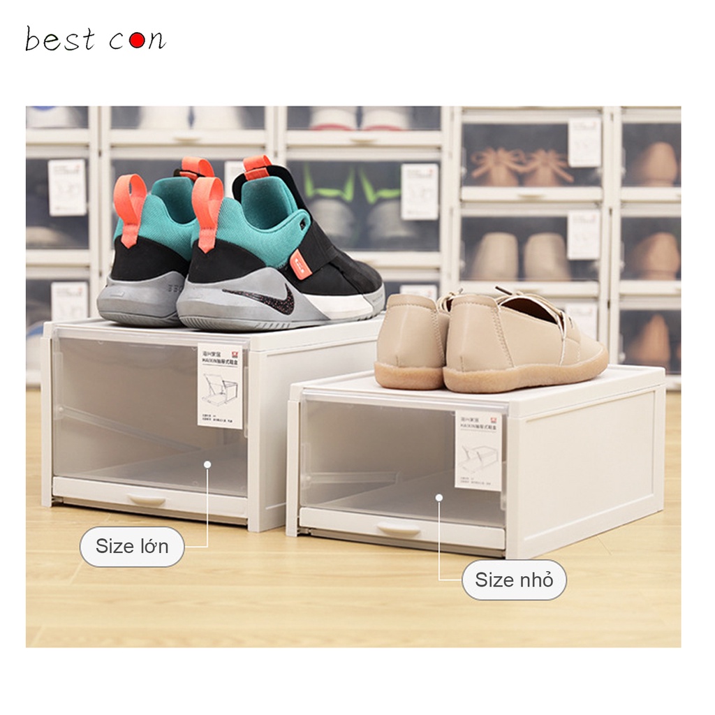 Hộp giày nắp nhựa cứng trong suốt có ray trượt - Hộp giày lắp ghép