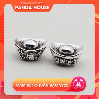 Charm bạc s925 hình thỏi bạc xỏ ngang - Panda House