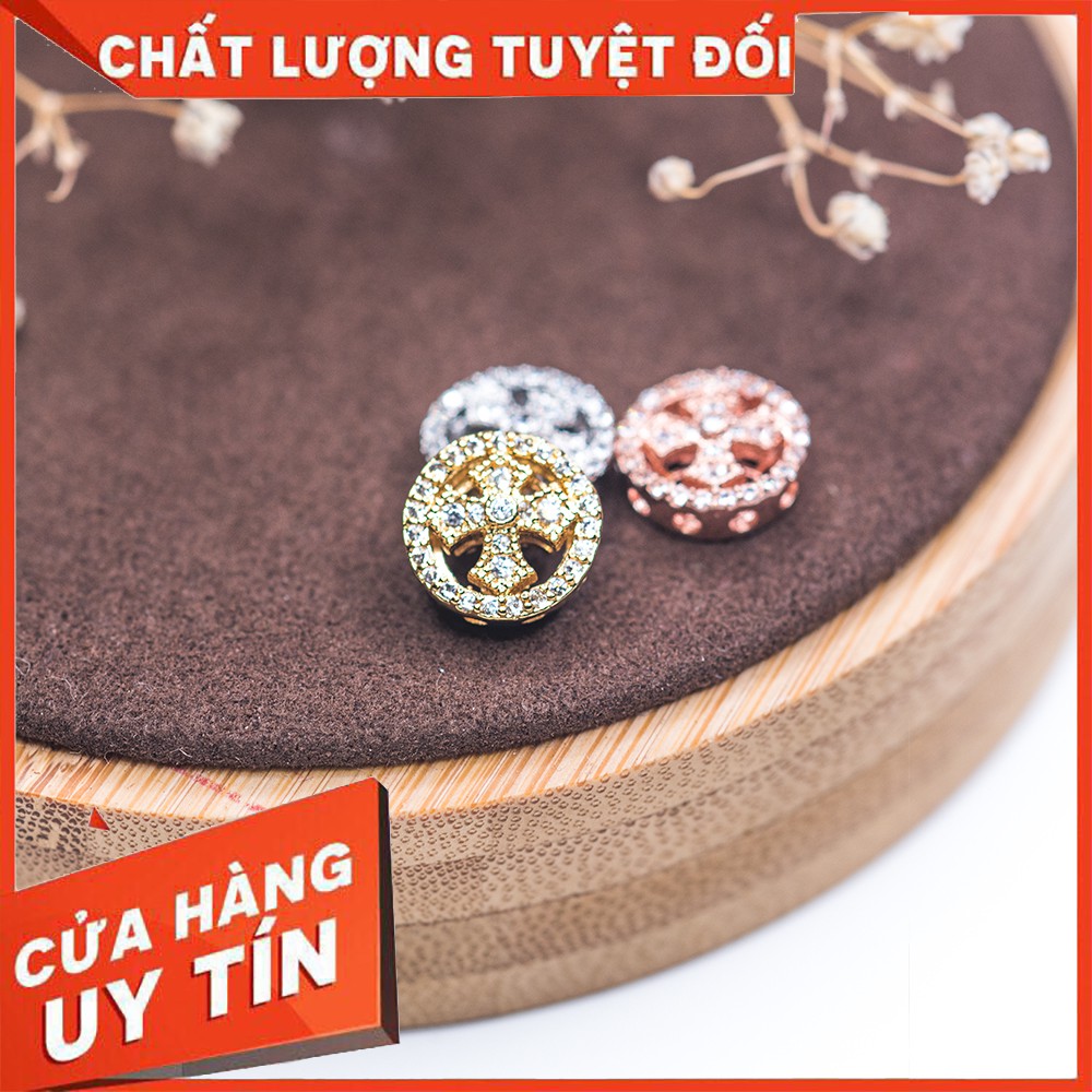Charm Thánh giá hợp kim đính đá kết vòng chuỗi mân côi
