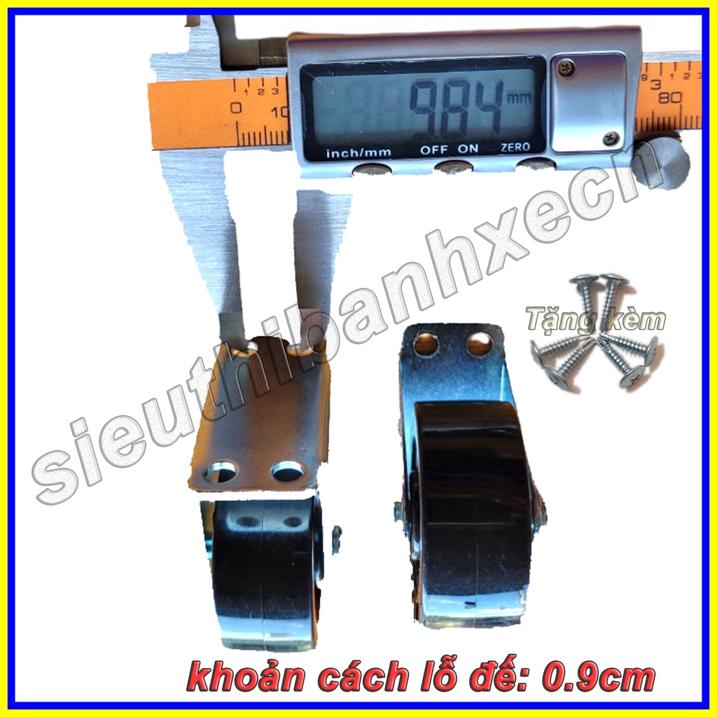 Bộ 2 Bánh Xe Đẩy Một Hướng Cỡ Nhỏ - 4 Phân Nhựa Đen Cố Định  Tặng Kèm Vít Theo Bánh Xe - sieuthibanhxecn