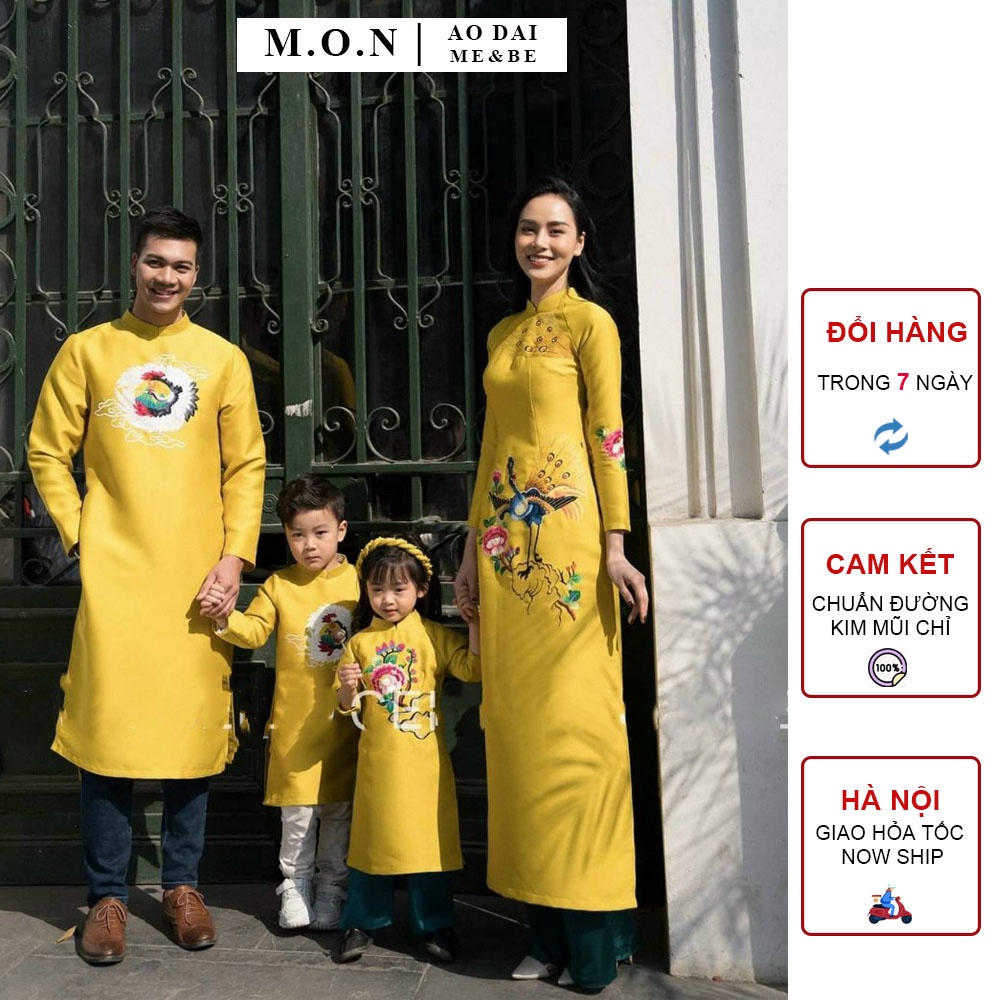 Áo Dài Gia Đình Tết Đoàn Viên Màu Vàng
