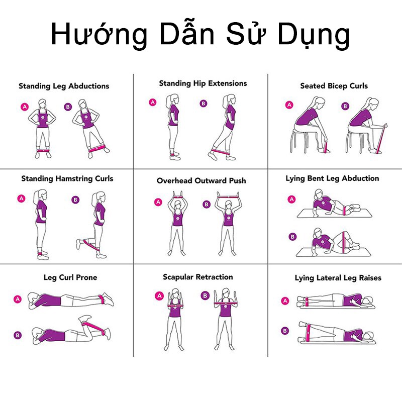 Dây Đai Kháng Lực Đàn Hồi Tập Gym 5 Cấp độ Khác Nhau