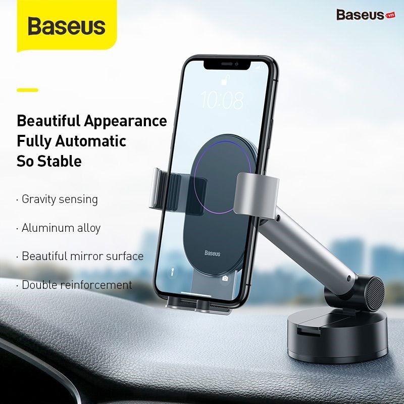 <Luxury> Giá đỡ kẹp điện thoại xe hơi ôtô - Baseus Simplism Gravity Car Mount - Loại hút chân không gắn kính hay táp lô