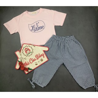 Nhà của Bống - Set bé gái áo in chữ phối quần caro lửng (10 - 26 kg)