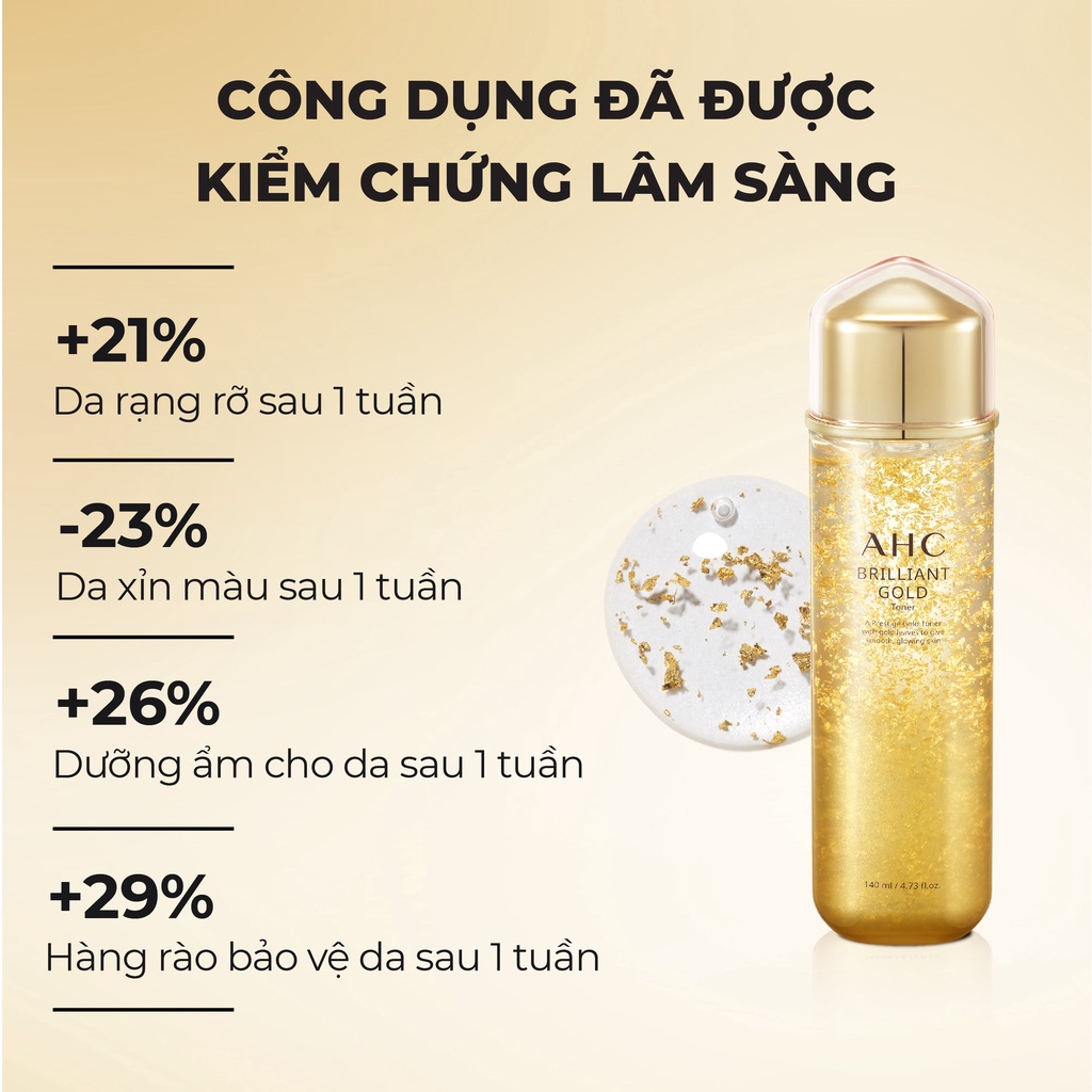 [Mã COSAHC03 giảm 10% đơn 600K] Nước Cân Bằng Chống Lão Hóa Tinh Chất Vàng AHC Brilliant Gold Toner 140ml