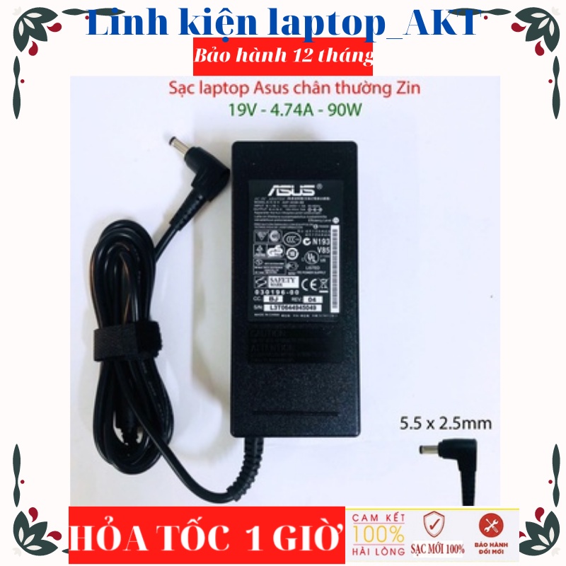 Sạc Laptop Asus 19v - 4.74a - 90w-ZIN  chữ nhât Chân Thường ADP-90CD DB A2 A3 A6 A8 F8 Z99 M2 M6 W3 W5 K40 K50