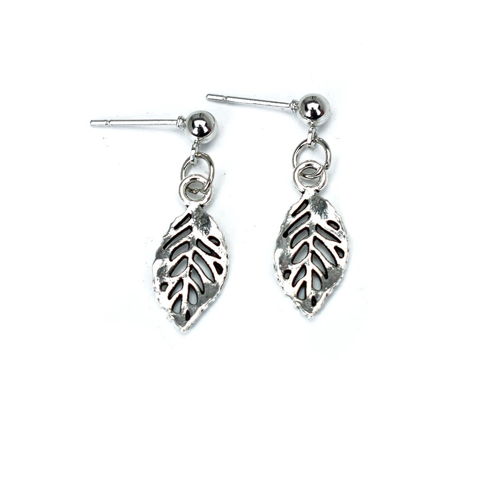 Khuyên tai kim loại hình chiếc lá và ngôi sao dễ thương