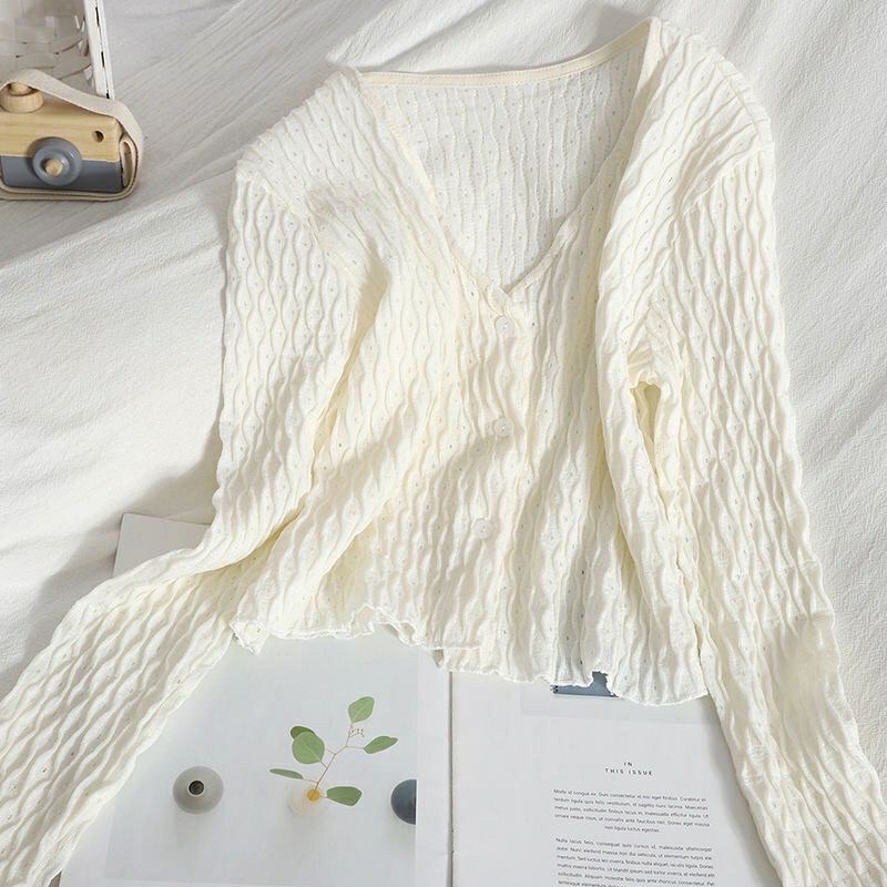 Váy Hai Dây Hoa Nhí/ Áo Khoác Cardigan Mỏng Phong Cách Hàn Quốc