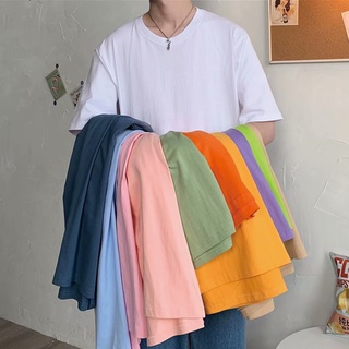 Áo Thun Nam Cổ Tròn Vải Cotton Co Giãn Kích Thước Lớn Màu Trơn