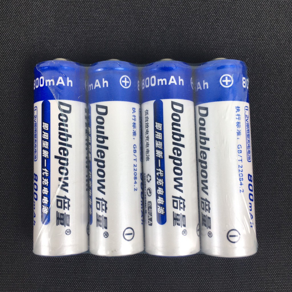 4 viên pin sạc AA dung lượng 800 mAh mỗi viên - chính hãng DOUBLEPOW - pin sạc Ni-MH dùng cho đèn pin, đồ chơi, micro...