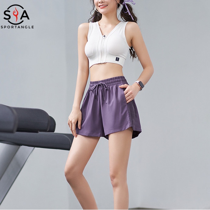 Quần short thể thao ống rộng phong cách trẻ trung cho nữ