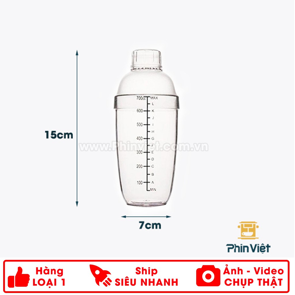 [Giá rẻ nhất - giảm 10%] Bình lắc shaker nhựa có vạch - Dụng cụ pha chế