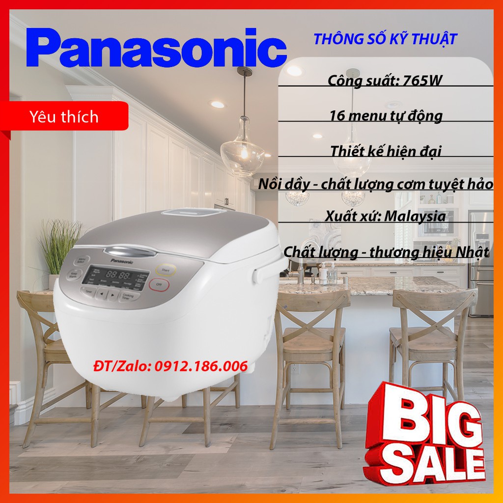 Nồi cơm điện tử 1.8L Panasonic SR-CP188NRA NK Malaysia chính hãng