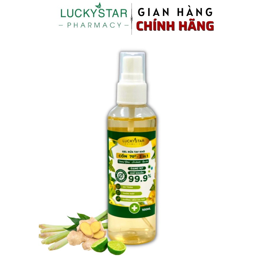 Xịt Khử Khuẩn 3 In 1 Gừng Sả Chanh Bạc Hà Lucky Star 100ml