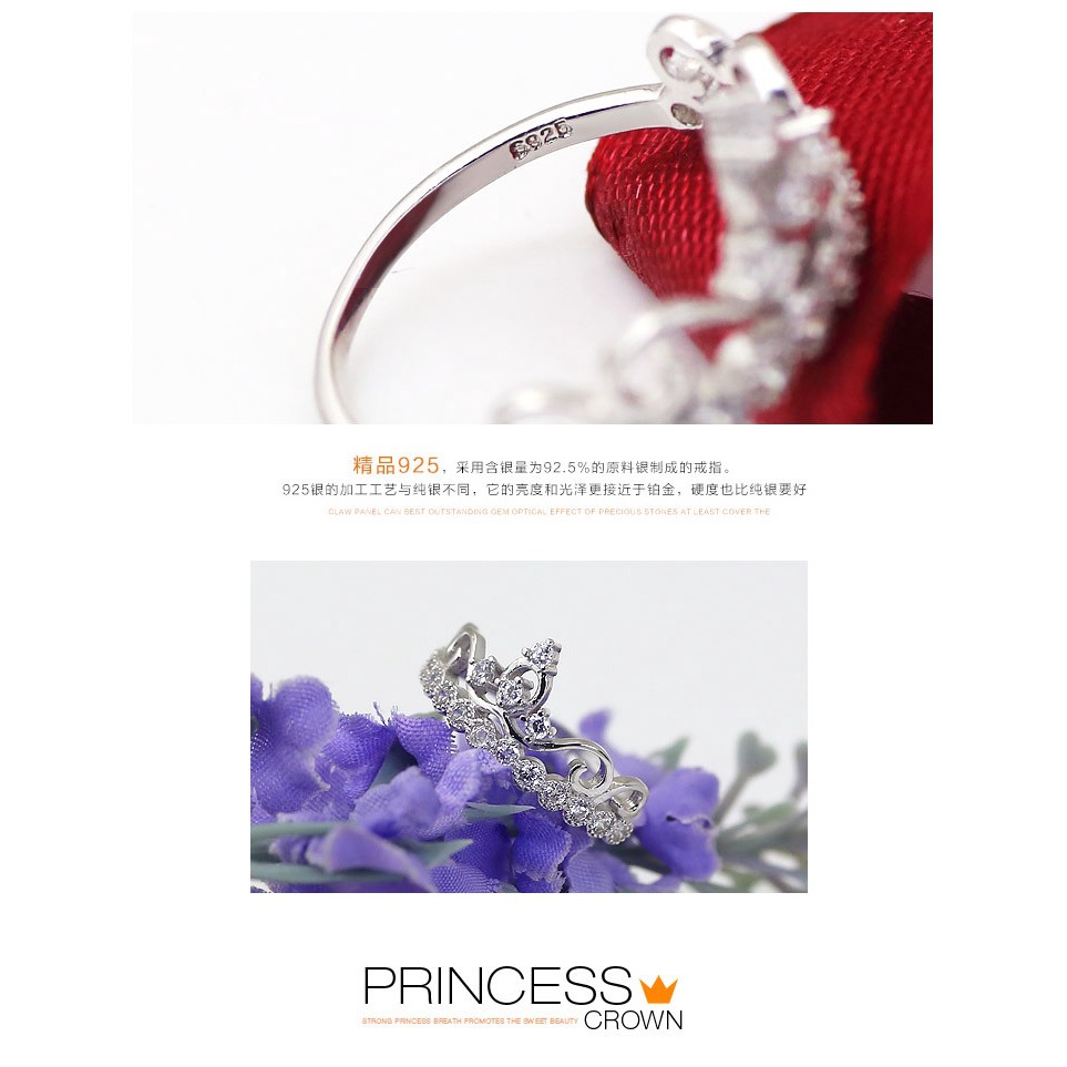 Nhẫn Mạ Vàng Hồng Đính Đá Hình Vương Miện Phong Cách Hàn Quốc