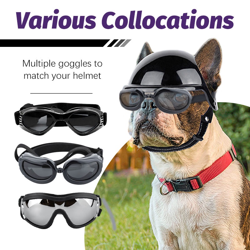 HamshMoc Mũ bảo hiểm cứng chống mưa nắng có dây đeo tai điều chỉnh cỡ nhỏ/vừa cho cún cưng đi xe máy