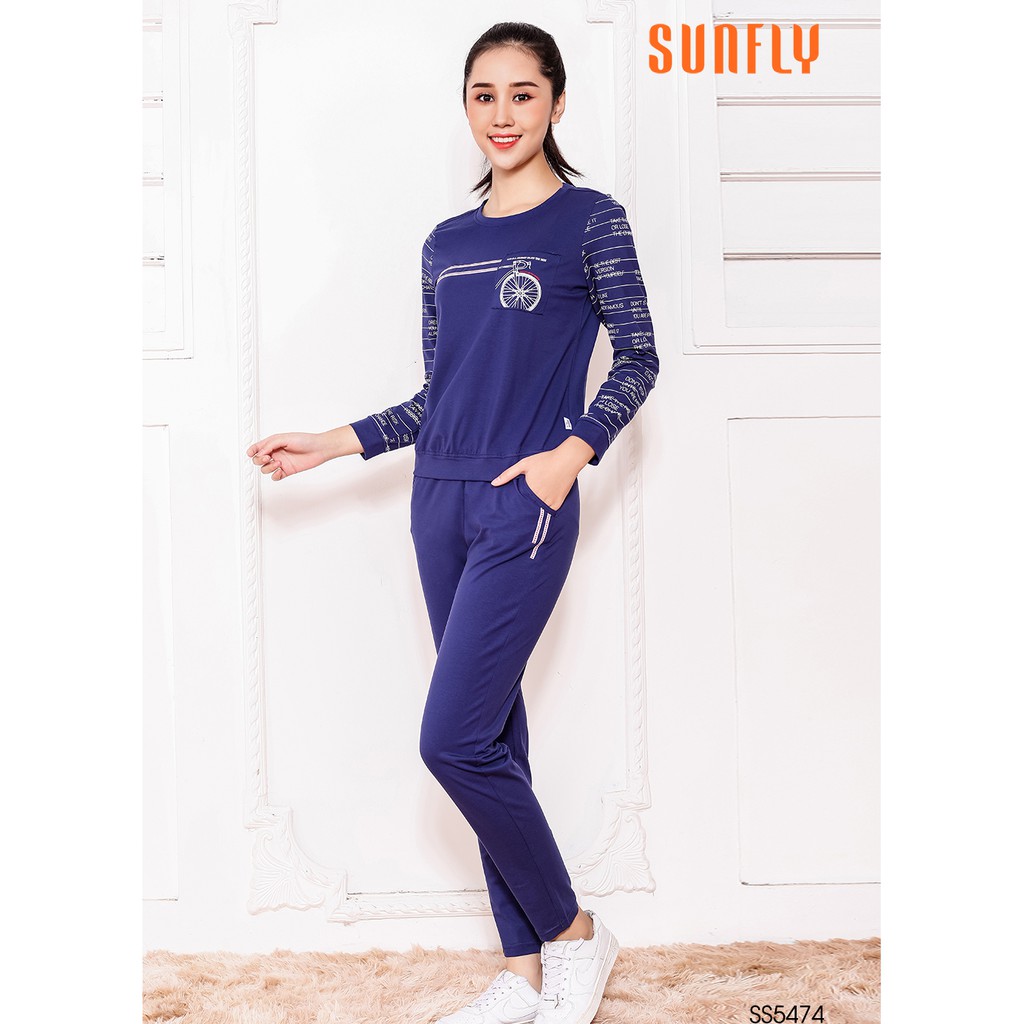 Bộ Pyjamas cotton áo tay dài, quần dài SUNFLY ST5474