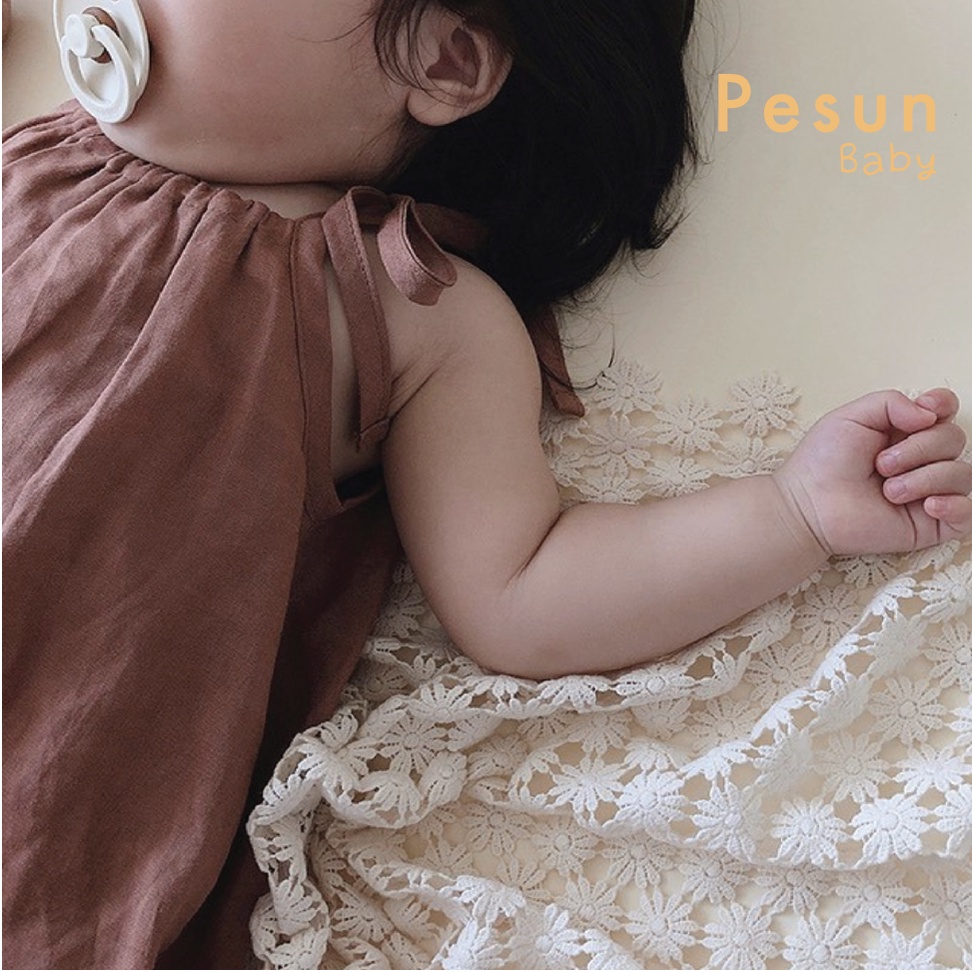 Áo Đầm Body 2 Dây Màu Đỏ Gạch Cho Bé Gái Từ 0-2 Tuổi